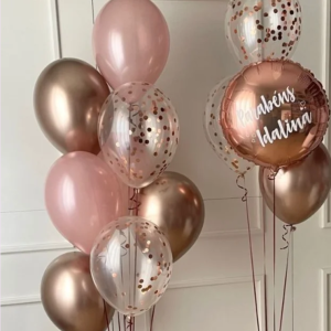 Bouquet de globos oro rosa cumpleaños